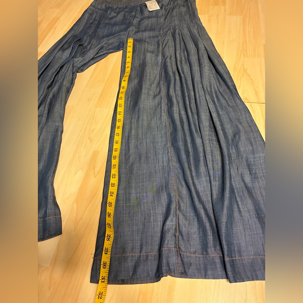 NWT Alberto Makali Wide-Leg Pleated Chambray Denim Culottes / Pants - Picture 7 of 16